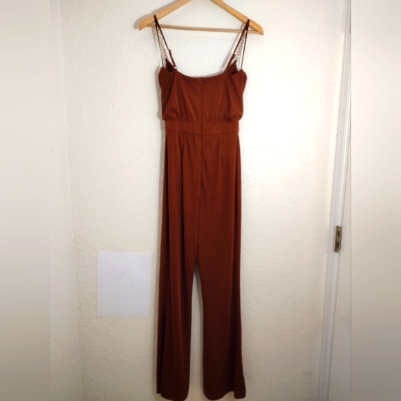 Jason Wu Jumpsuit Brown Emmett Stretch Embellished Rhinestones - Picture 10 of 10